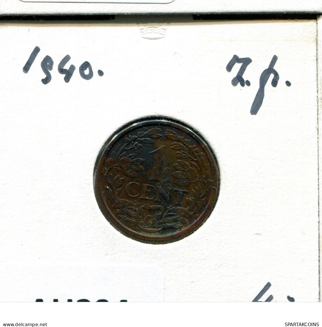 1 CENT 1940 NIEDERLANDE NETHERLANDS Münze #AU294.D.A - 1 Centavos
