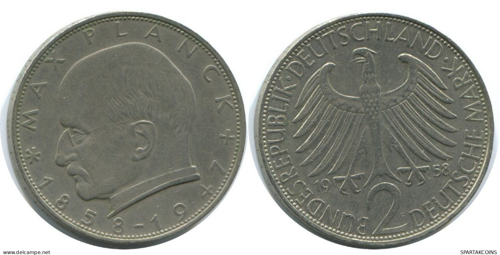 2 DM 1958 F M.PLANCK BRD ALEMANIA Moneda GERMANY #AD761.9.E.A - 2 Marcos