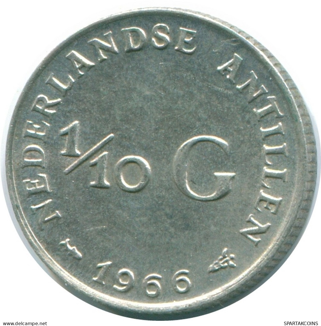 1/10 GULDEN 1966 NIEDERLÄNDISCHE ANTILLEN SILBER Koloniale Münze #NL12780.3.D.A - Netherlands Antilles