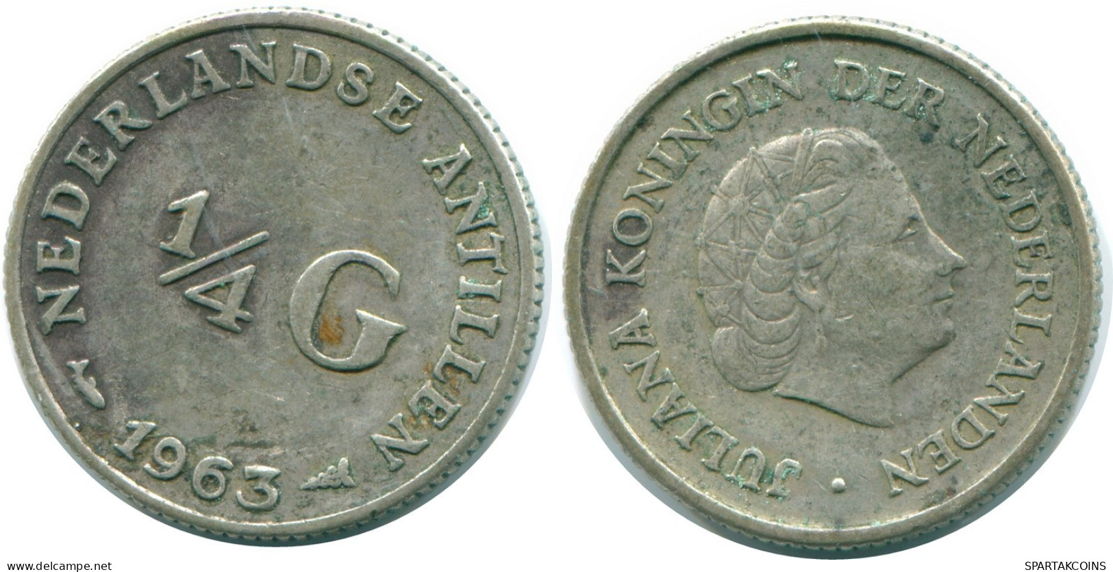 1/4 GULDEN 1963 ANTILLAS NEERLANDESAS PLATA Colonial Moneda #NL11257.4.E.A - Niederländische Antillen