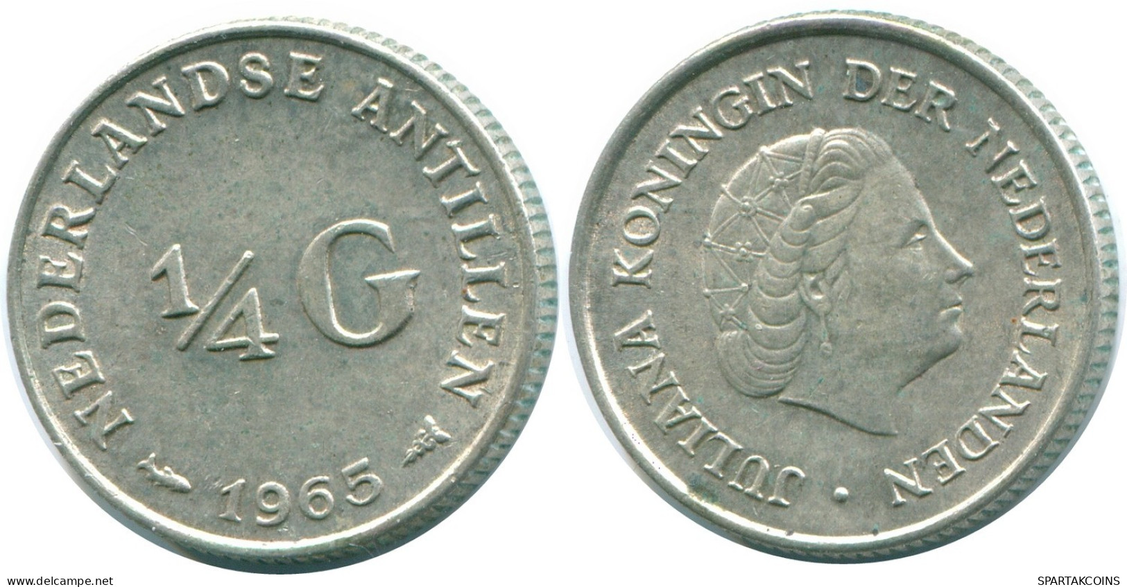 1/4 GULDEN 1965 NIEDERLÄNDISCHE ANTILLEN SILBER Koloniale Münze #NL11275.4.D.A - Niederländische Antillen