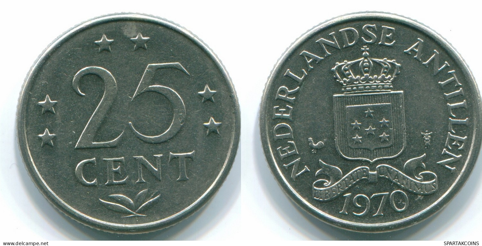 25 CENTS 1970 ANTILLES NÉERLANDAISES Nickel Colonial Pièce #S11441.F.A - Netherlands Antilles