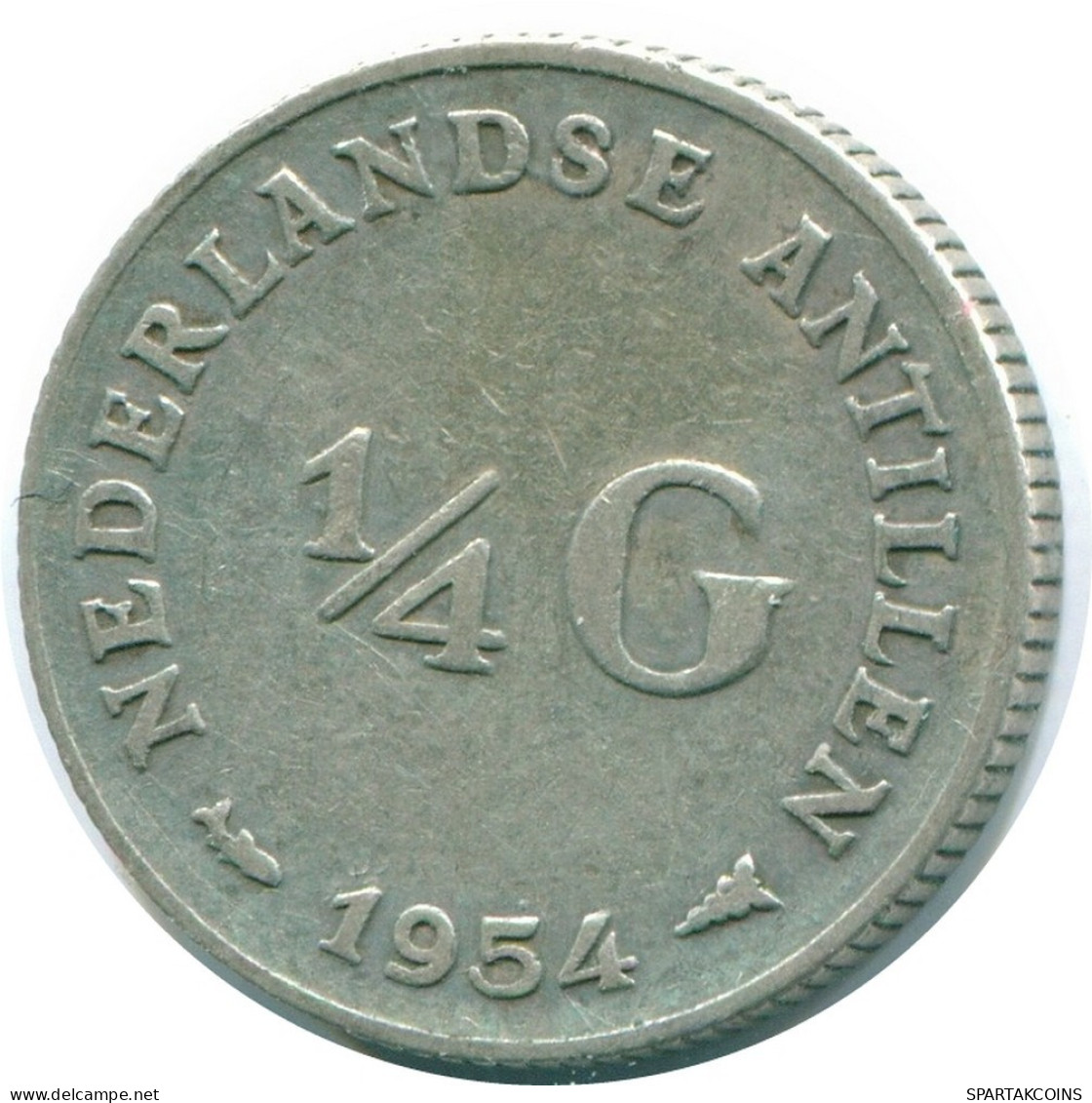 1/4 GULDEN 1954 NETHERLANDS ANTILLES SILVER Colonial Coin #NL10864.4.U.A - Niederländische Antillen