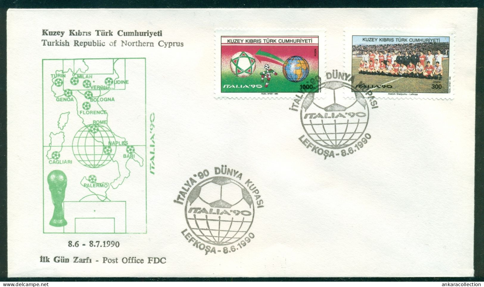 AC - NORTHERN CYPRUS FDC -  1990 ROMA WORLD FOOTBALL CHAMPIONSHIP 08 JUNE 1990 - Neufs