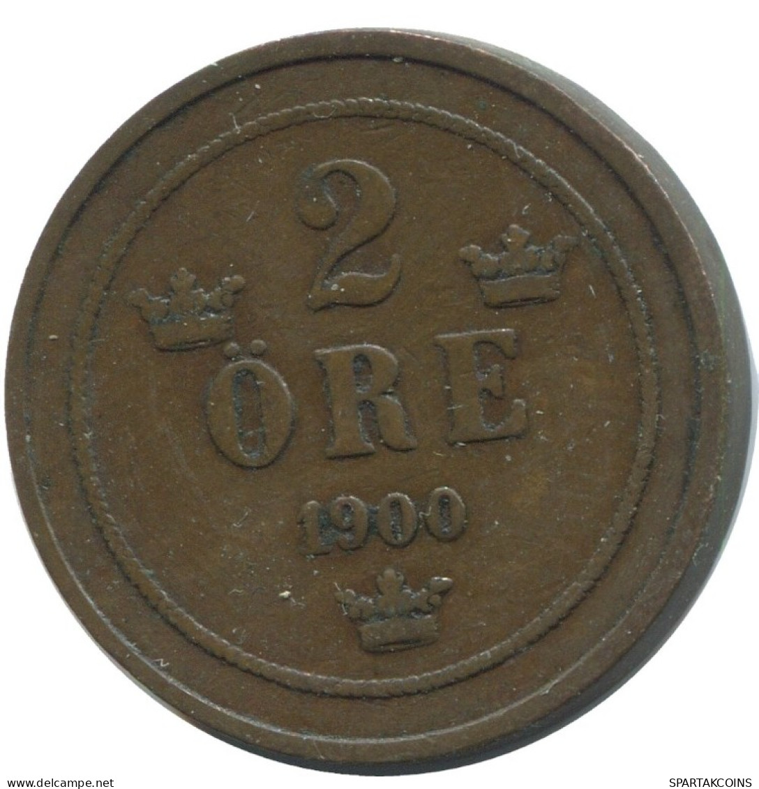2 ORE 1900 SWEDEN Coin #AC954.2.U.A - Svezia