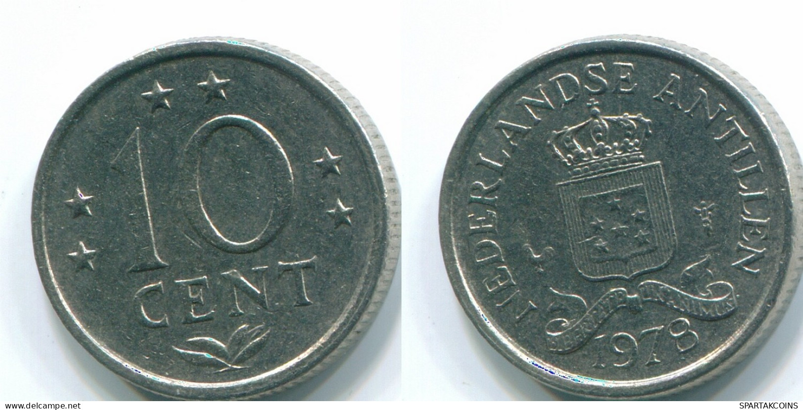 10 CENTS 1978 ANTILLES NÉERLANDAISES Nickel Colonial Pièce #S13580.F.A - Antille Olandesi