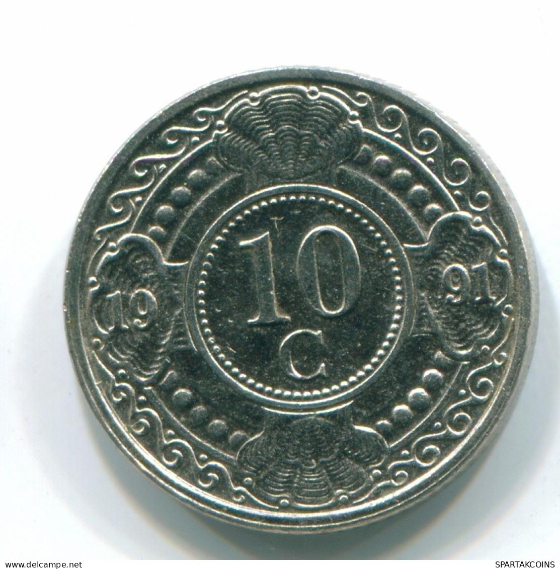10 CENTS 1991 ANTILLES NÉERLANDAISES Nickel Colonial Pièce #S11335.F.A - Antille Olandesi