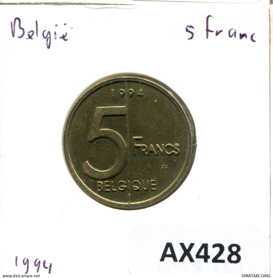 5 FRANCS 1994 BELGIEN BELGIUM Münze Französisch Text #AX428.D.A - 5 Frank