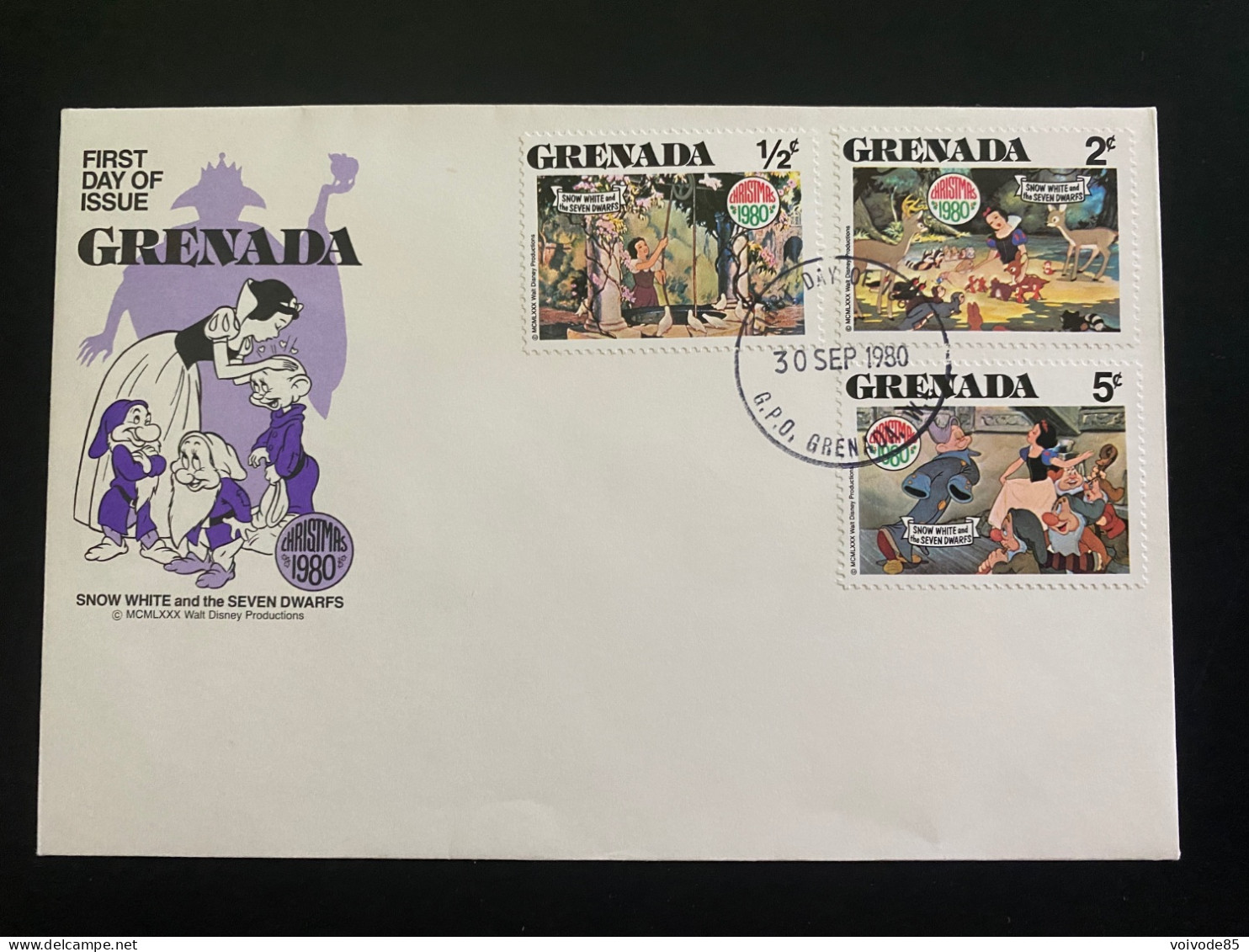 FDC Grenada - 30/09/1980 - Walt Disney - Blanche Neige Et Les 7 Nains - Snow White And The Seven Dwarfs - Disney