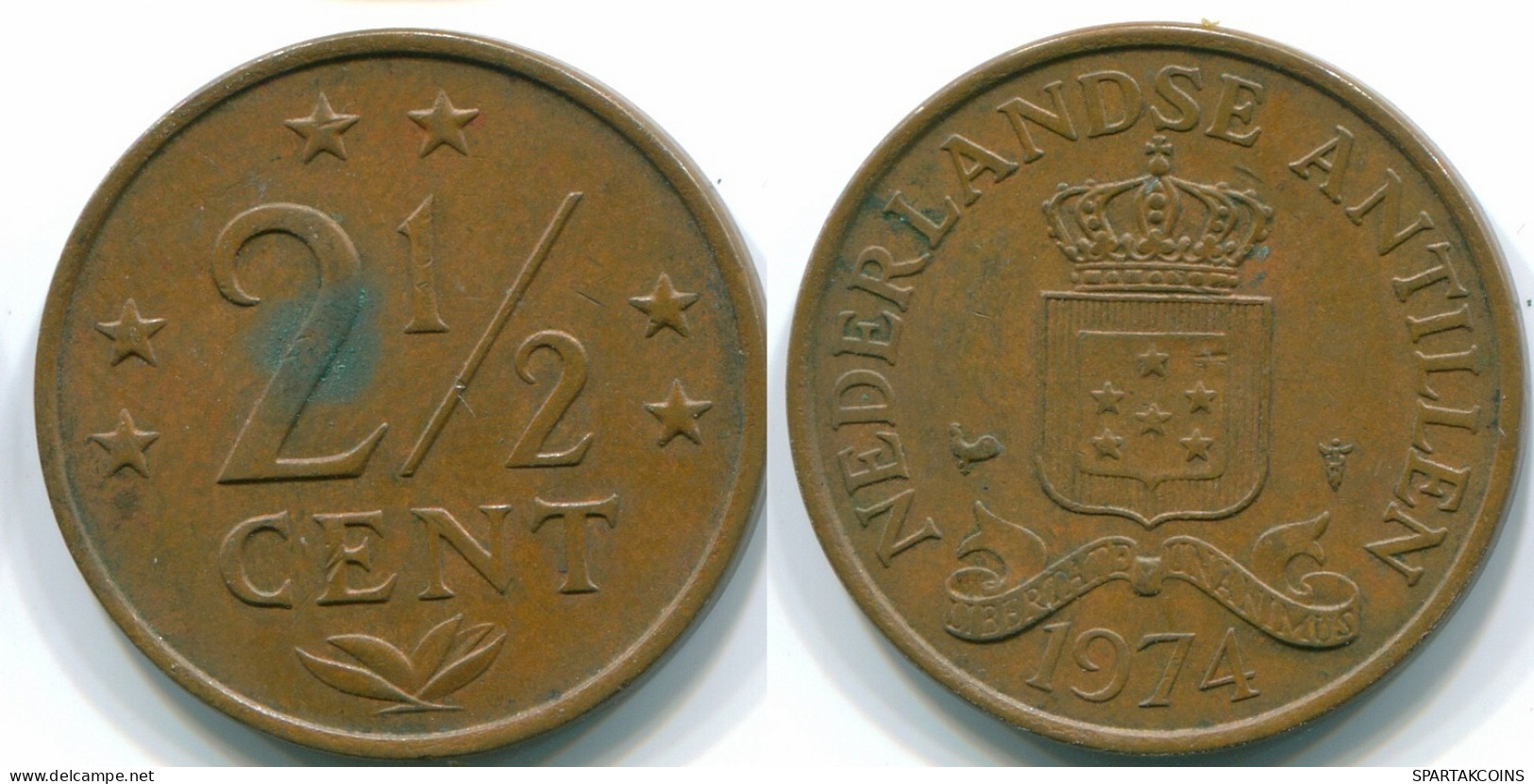 2 1/2 CENT 1974 ANTILLAS NEERLANDESAS Bronze Colonial Moneda #S10512.E.A - Netherlands Antilles