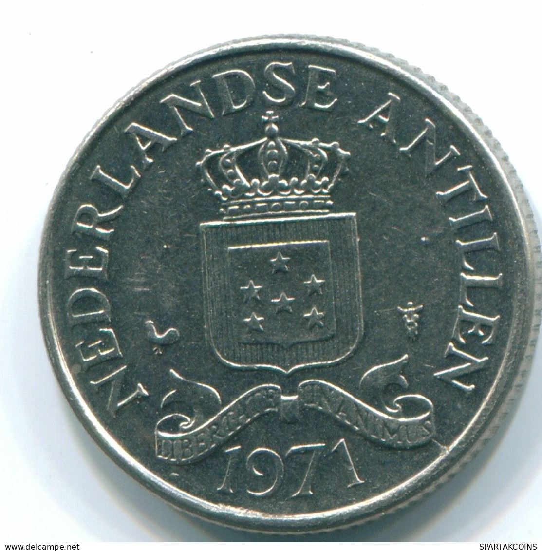 25 CENTS 1971 NIEDERLÄNDISCHE ANTILLEN Nickel Koloniale Münze #S11593.D.A - Niederländische Antillen