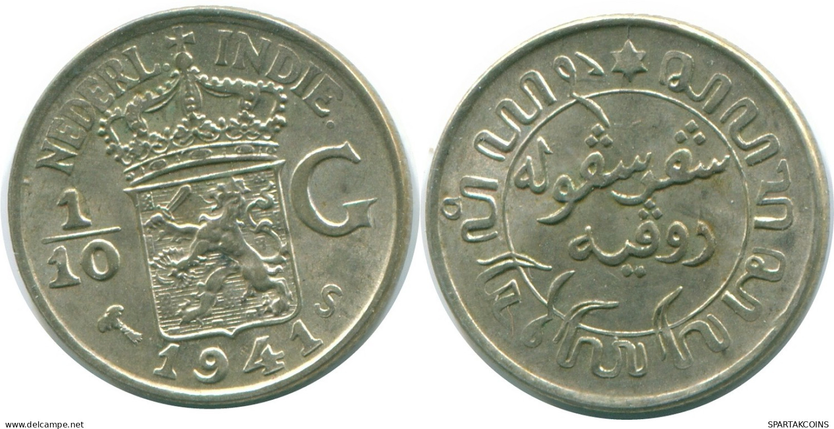 1/10 GULDEN 1941 S NIEDERLANDE OSTINDIEN SILBER Koloniale Münze #NL13657.3.D.A - Niederländisch-Indien