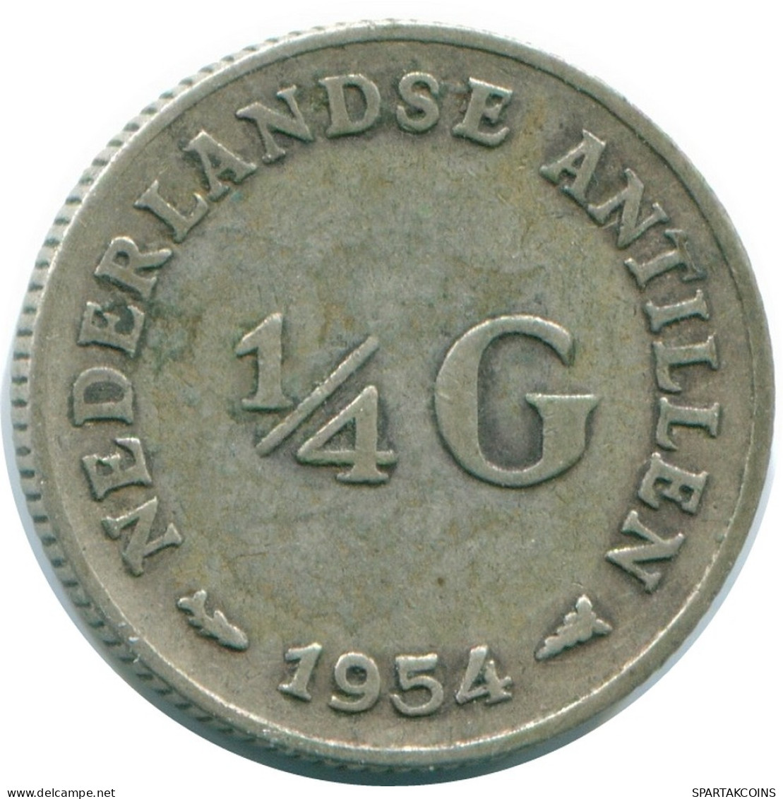 1/4 GULDEN 1954 ANTILLAS NEERLANDESAS PLATA Colonial Moneda #NL10884.4.E.A - Netherlands Antilles