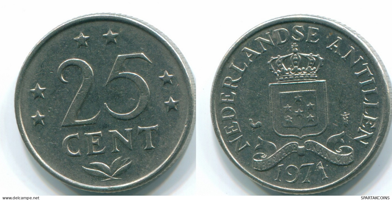 25 CENTS 1971 ANTILLAS NEERLANDESAS Nickel Colonial Moneda #S11501.E.A - Netherlands Antilles