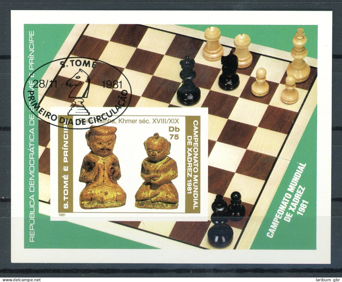 Sao Tome E Principe Bl 60 Gestempelt Schach #GI705 - Sao Tome Et Principe