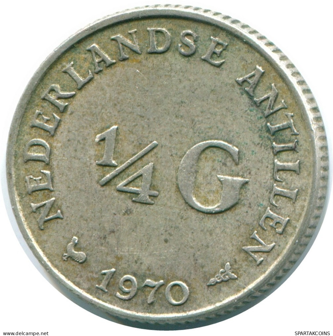 1/4 GULDEN 1970 ANTILLES NÉERLANDAISES ARGENT Colonial Pièce #NL11657.4.F.A - Antilles Néerlandaises