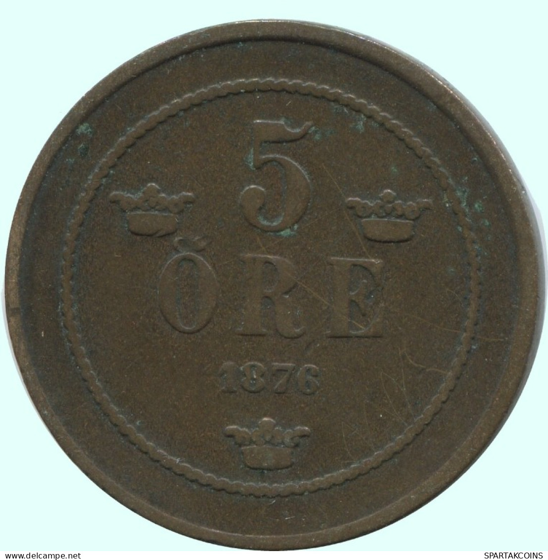 5 ORE 1876 SCHWEDEN SWEDEN Münze #AC579.2.D.A - Suède