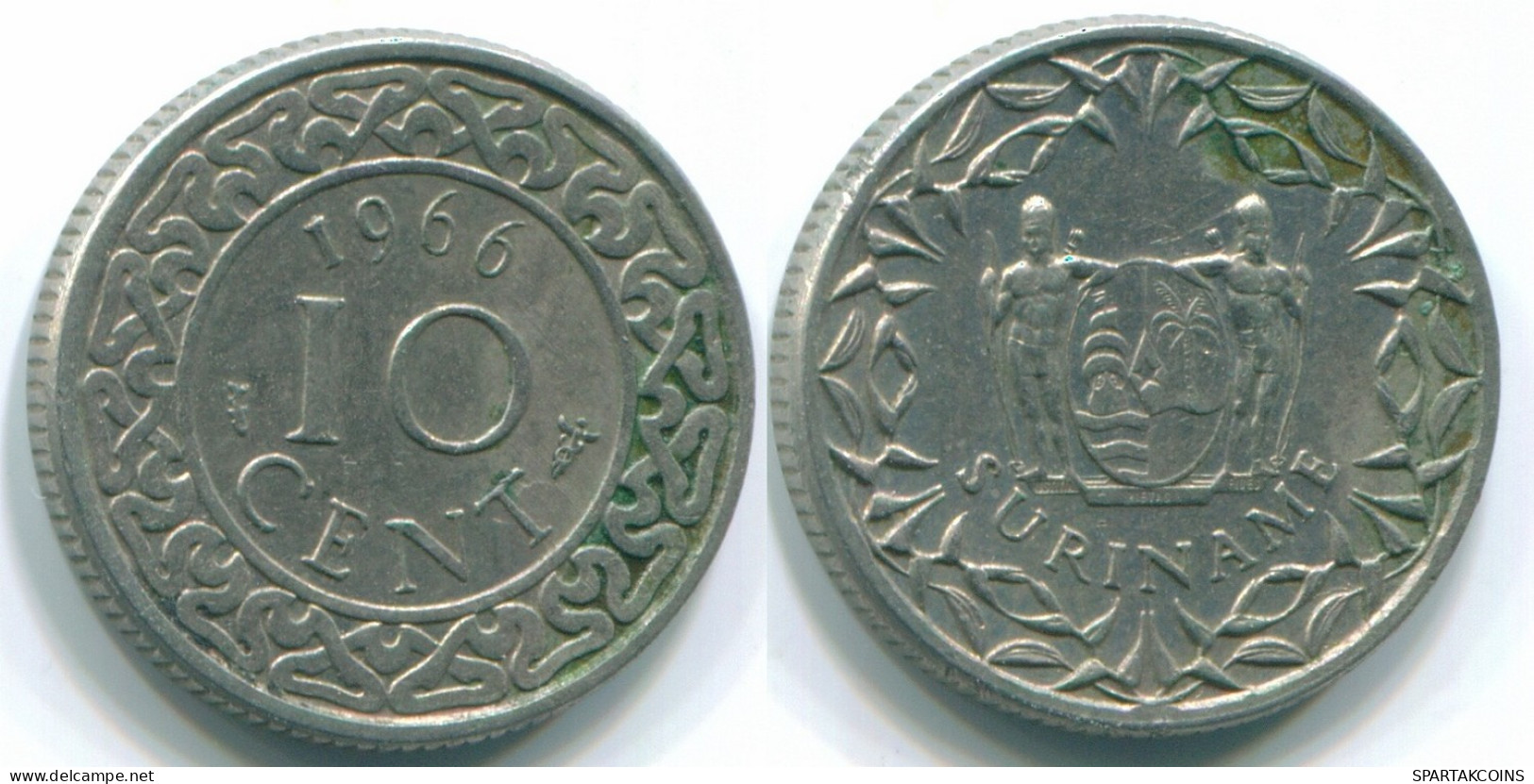 10 CENTS 1966 SURINAM NIEDERLANDE Nickel Koloniale Münze #S13254.D.A - Surinam 1975 - ...