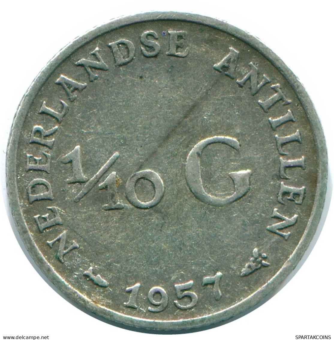 1/10 GULDEN 1957 NIEDERLÄNDISCHE ANTILLEN SILBER Koloniale Münze #NL12180.3.D.A - Niederländische Antillen