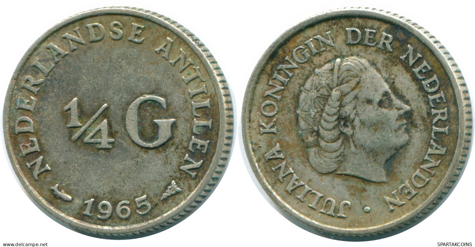 1/4 GULDEN 1965 NIEDERLÄNDISCHE ANTILLEN SILBER Koloniale Münze #NL11344.4.D.A - Netherlands Antilles