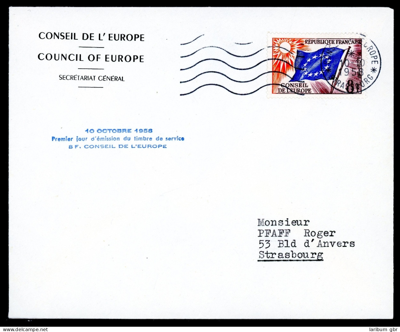 Frankreich Dienstmarke Europarat 2 Ersttagesbrief/FDC #HK193 - Other & Unclassified