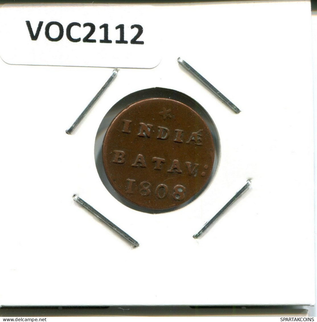 1808 BATAVIA VOC 1/2 DUIT INDES NÉERLANDAIS NETHERLANDS Koloniale Münze #VOC2112.10.F.A - Dutch East Indies