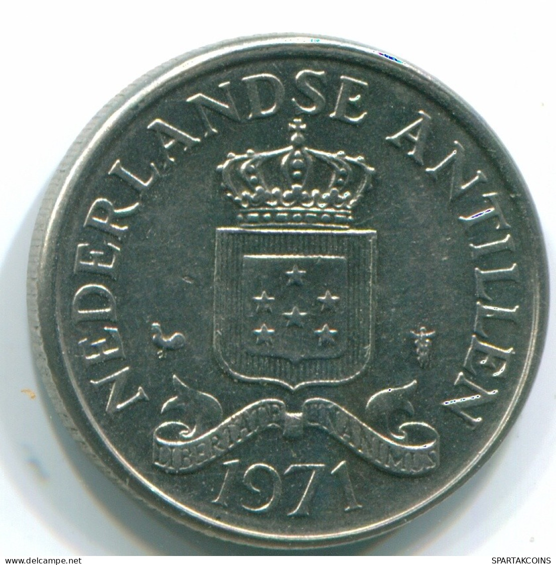 25 CENTS 1971 ANTILLAS NEERLANDESAS Nickel Colonial Moneda #S11562.E.A - Niederländische Antillen
