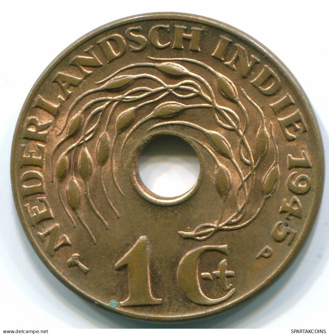 1 CENT 1945 P NETHERLANDS EAST INDIES INDONESIA Bronze Colonial Coin #S10446.U.A - Indie Olandesi