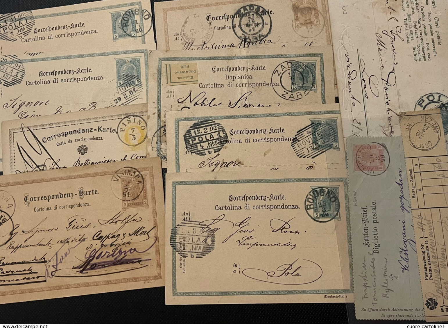 LOT 22 KOM - DALMATIEN - ISTRIA - KUSTENLAND - TRIEST - ROVIGNO - PISINO - CURZOLA - POLA - OKLAJ - VISINADA - ZARA !! - Cartas & Documentos