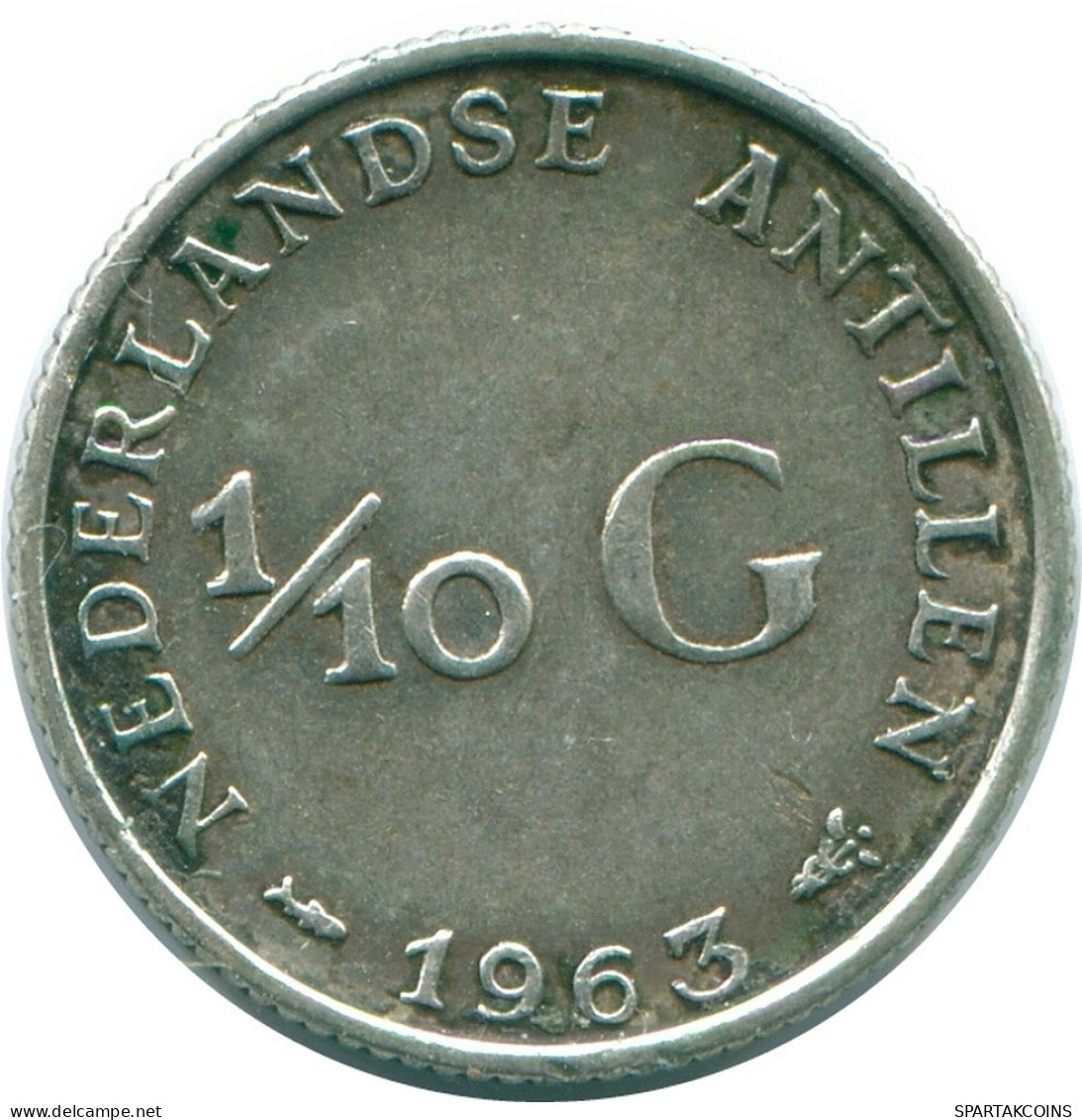 1/10 GULDEN 1963 NETHERLANDS ANTILLES SILVER Colonial Coin #NL12561.3.U.A - Netherlands Antilles