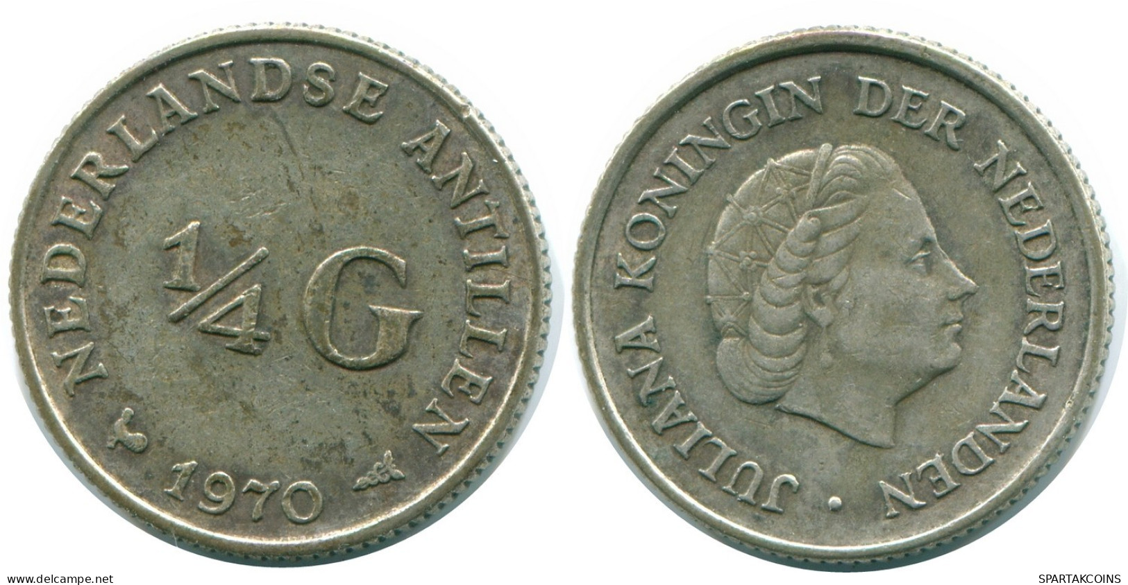 1/4 GULDEN 1970 NIEDERLÄNDISCHE ANTILLEN SILBER Koloniale Münze #NL11689.4.D.A - Niederländische Antillen