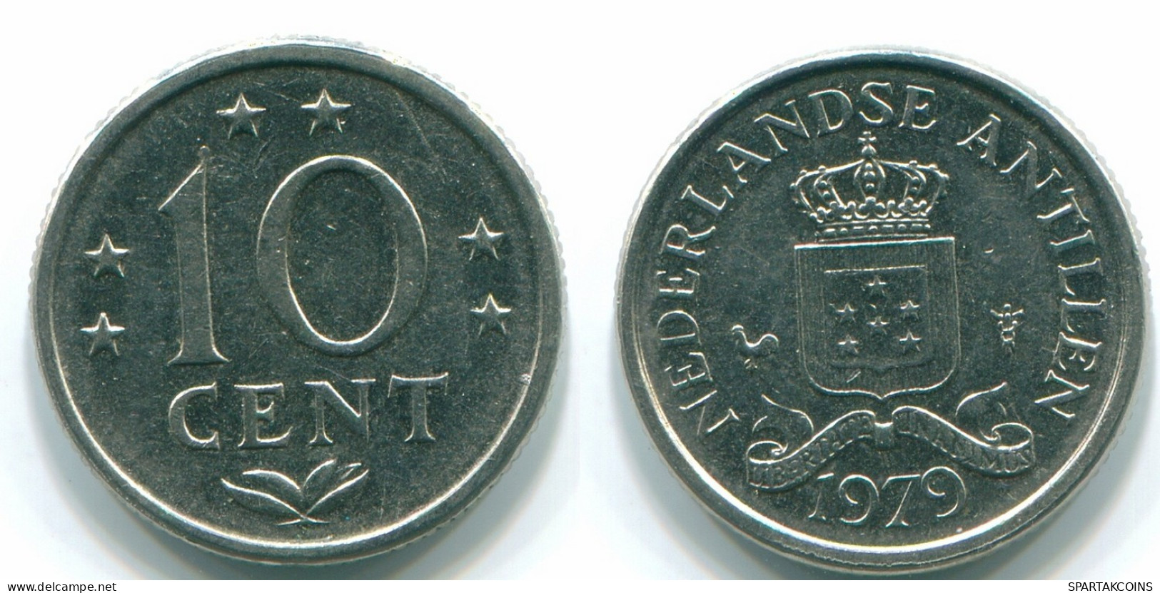 10 CENTS 1979 ANTILLES NÉERLANDAISES Nickel Colonial Pièce #S13612.F.A - Antille Olandesi