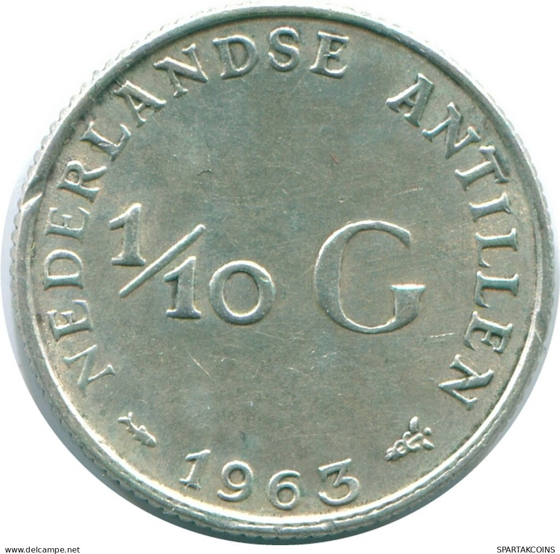 1/10 GULDEN 1963 ANTILLAS NEERLANDESAS PLATA Colonial Moneda #NL12469.3.E.A - Antille Olandesi
