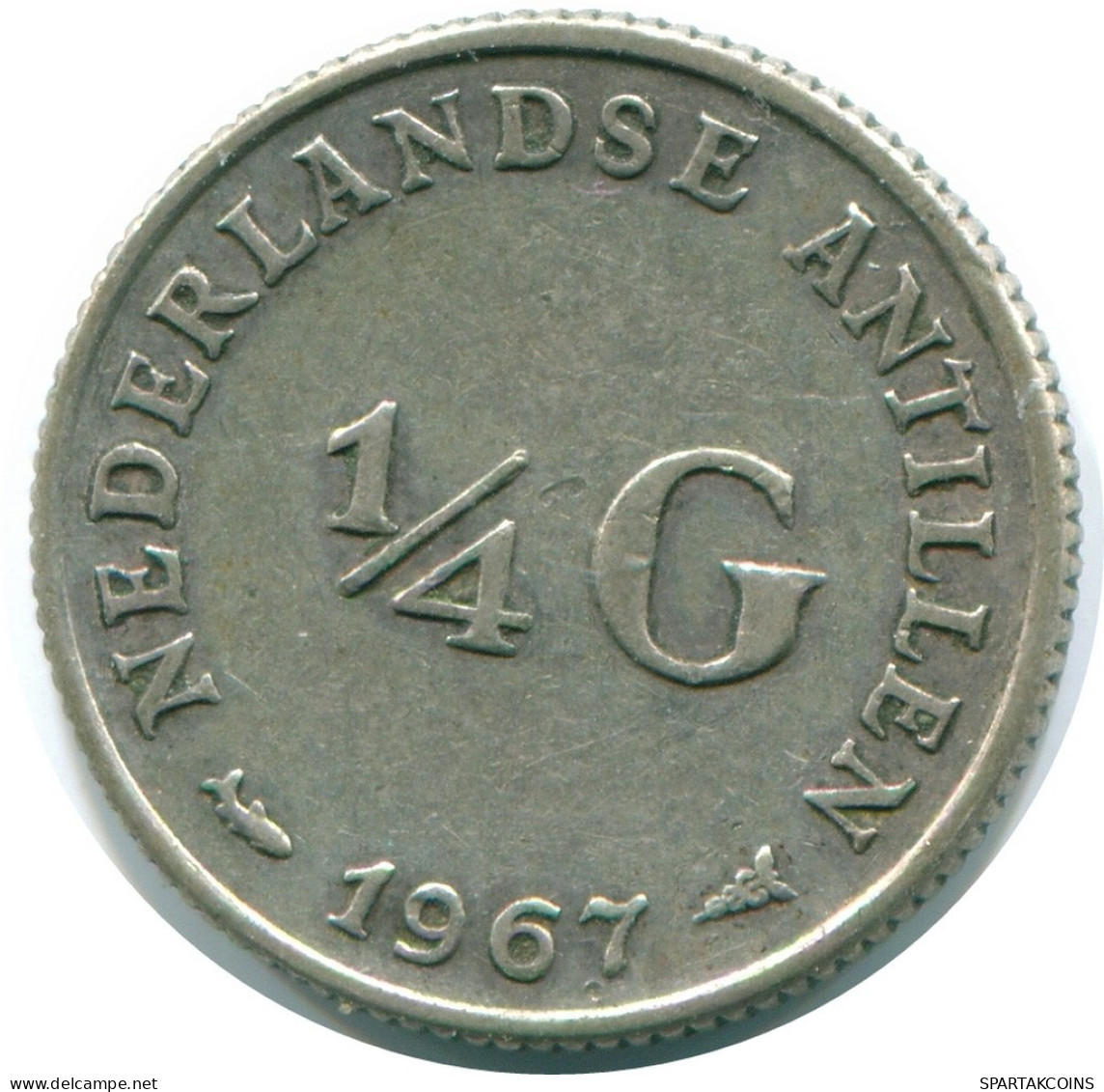 1/4 GULDEN 1967 NIEDERLÄNDISCHE ANTILLEN SILBER Koloniale Münze #NL11570.4.D.A - Niederländische Antillen