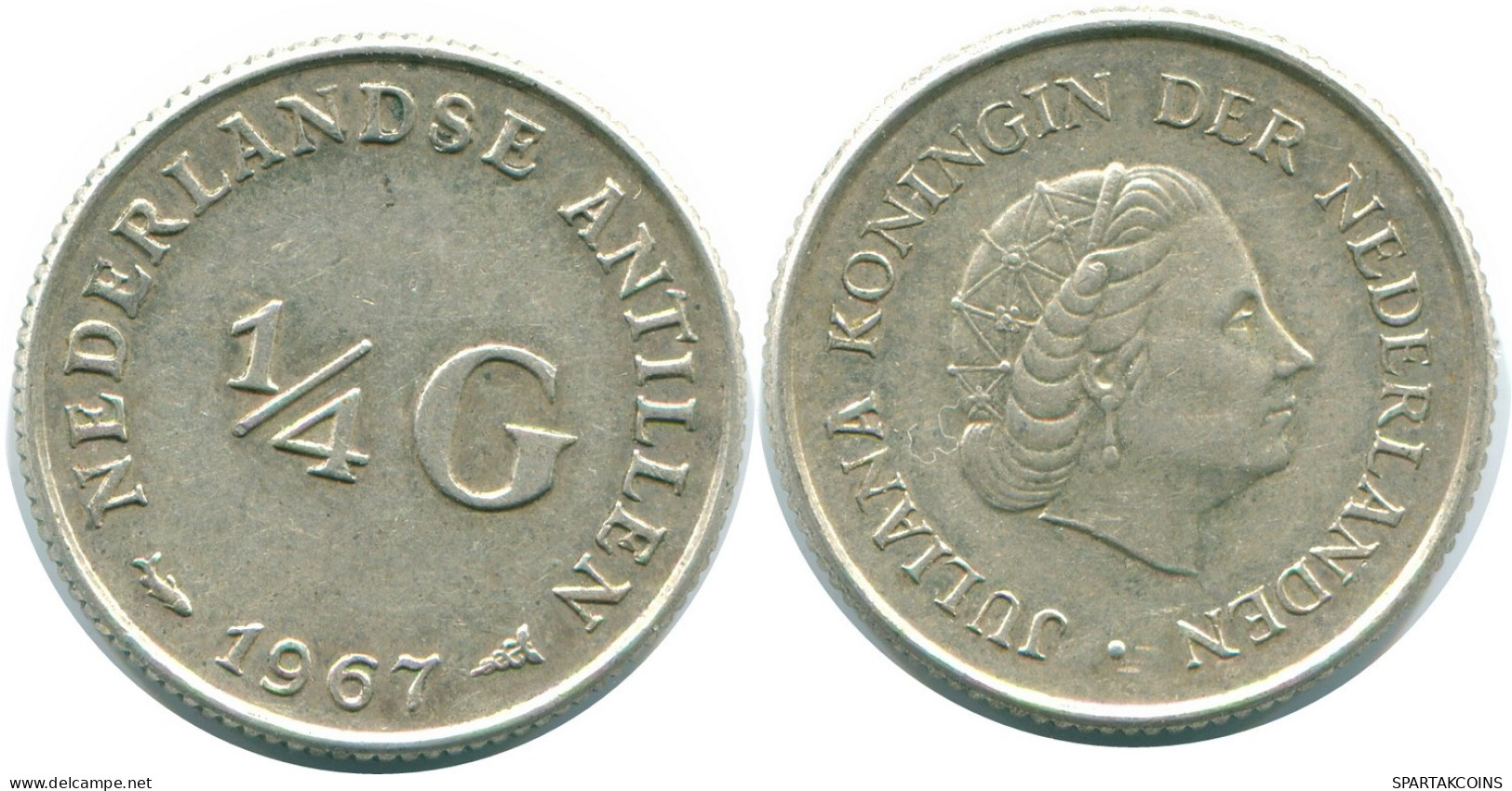 1/4 GULDEN 1967 NIEDERLÄNDISCHE ANTILLEN SILBER Koloniale Münze #NL11480.4.D.A - Antilles Néerlandaises