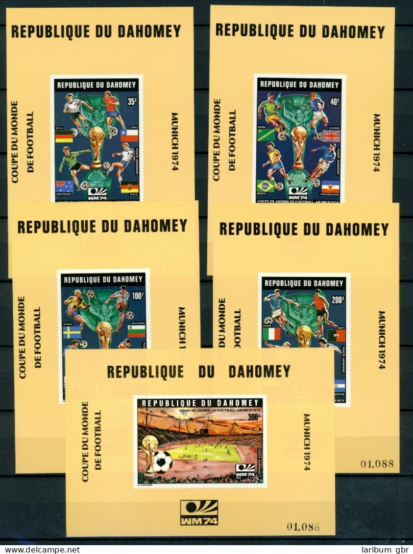 Dahomey Einzelblöcke 566-570 Postfrisch Fußball WM 1974 #GI520 - Bénin – Dahomey (1960-...)