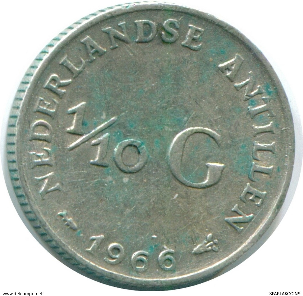 1/10 GULDEN 1966 ANTILLES NÉERLANDAISES ARGENT Colonial Pièce #NL12859.3.F.A - Antille Olandesi