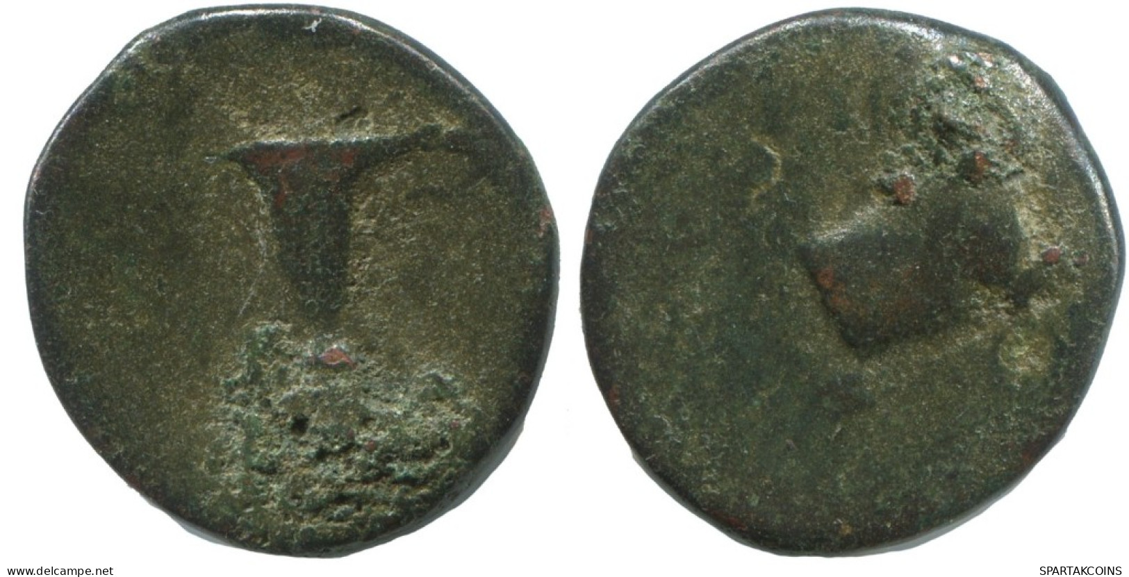 AIOLIS KYME HORSE SKYPHOS Authentic Ancient GREEK Coin 3g/16mm #AG032.12.U.A - Grecques