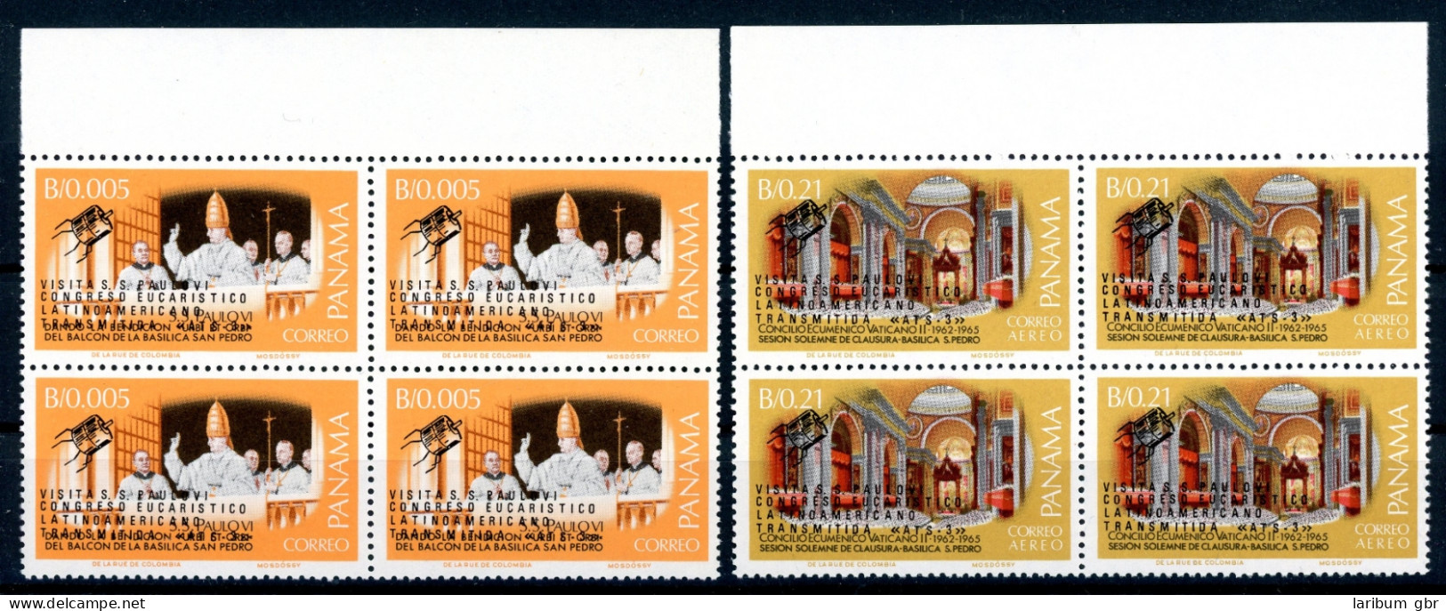 Panama 4er Blöcke 1097-1098 Oberrand Postfrisch Papstbesuch #IU938 - Panamá