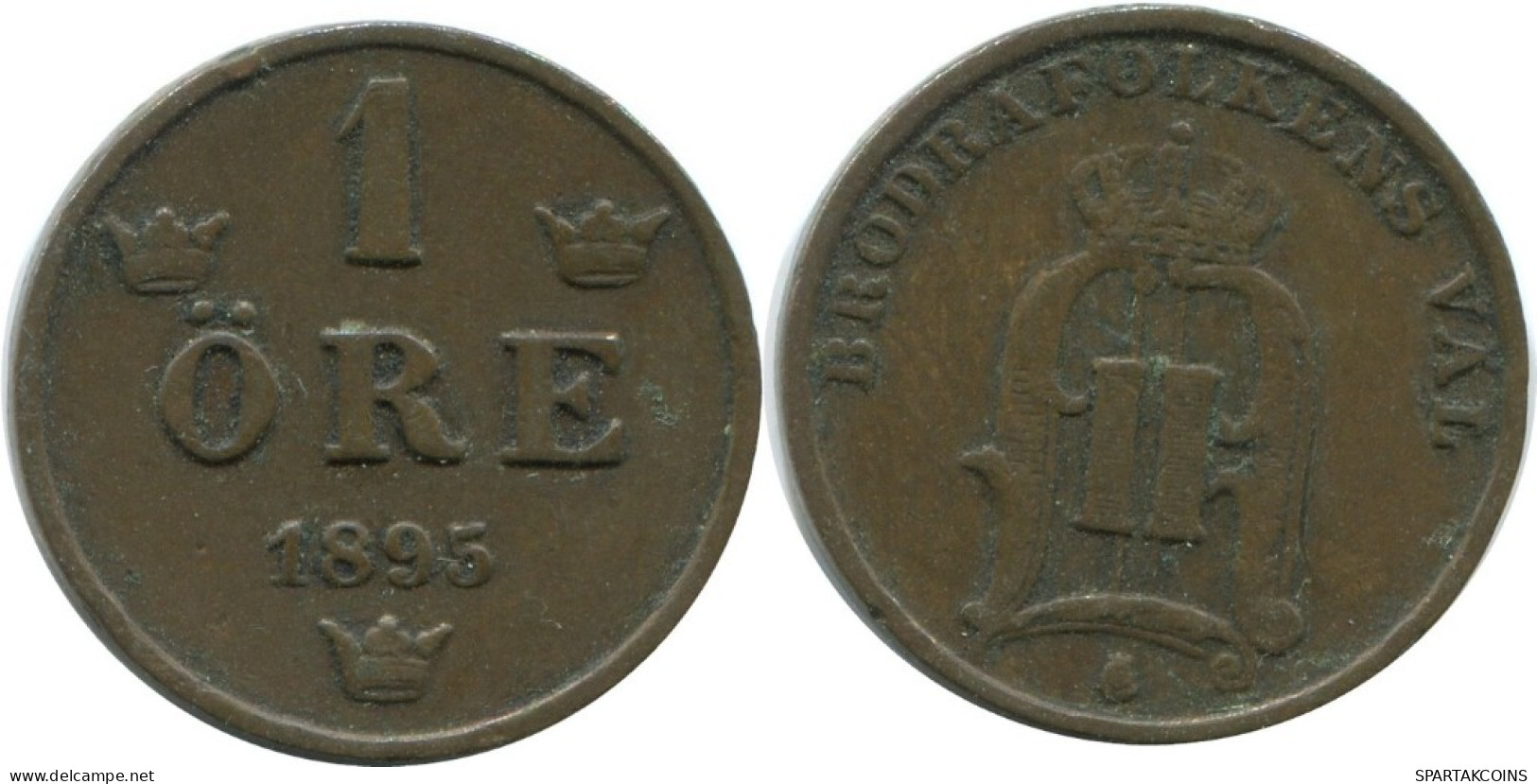 1 ORE 1895 SWEDEN Coin #AD366.2.U.A - Sweden