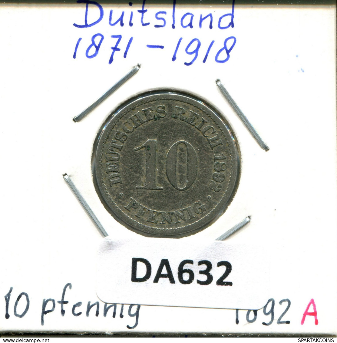 10 PFENNIG 1892 A DEUTSCHLAND Münze GERMANY #DA632.2.D.A - 10 Pfennig