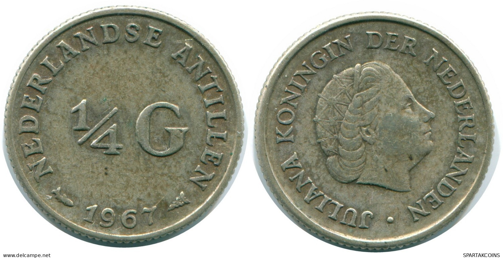 1/4 GULDEN 1967 NETHERLANDS ANTILLES SILVER Colonial Coin #NL11573.4.U.A - Netherlands Antilles