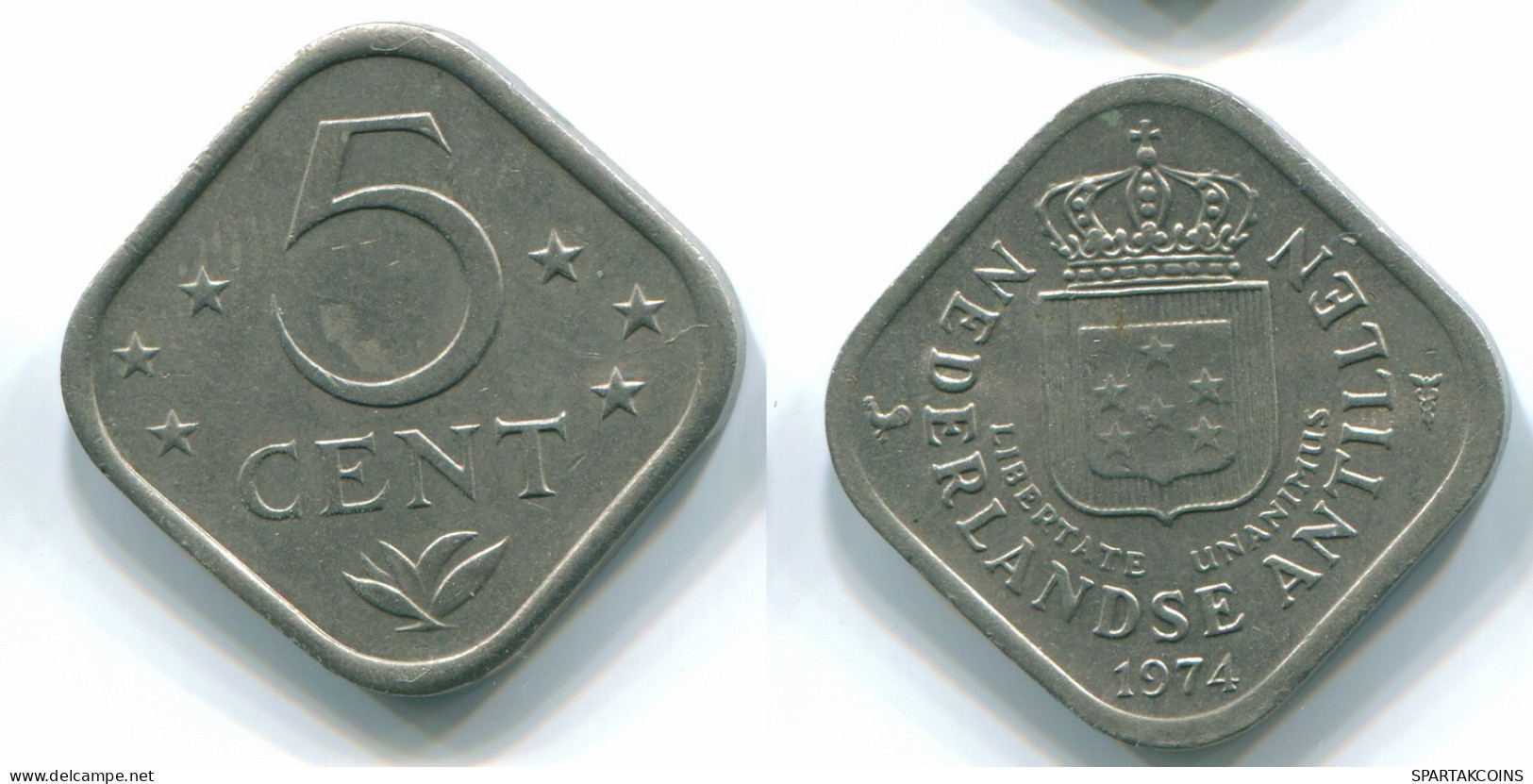 5 CENTS 1974 NETHERLANDS ANTILLES Nickel Colonial Coin #S12210.U.A - Niederländische Antillen