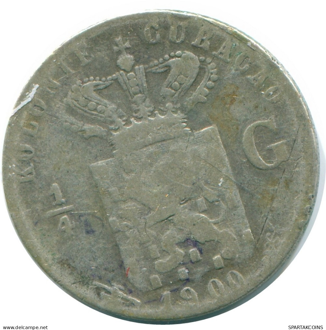 1/4 GULDEN 1900 CURACAO Netherlands SILVER Colonial Coin #NL10512.4.U.A - Curacao