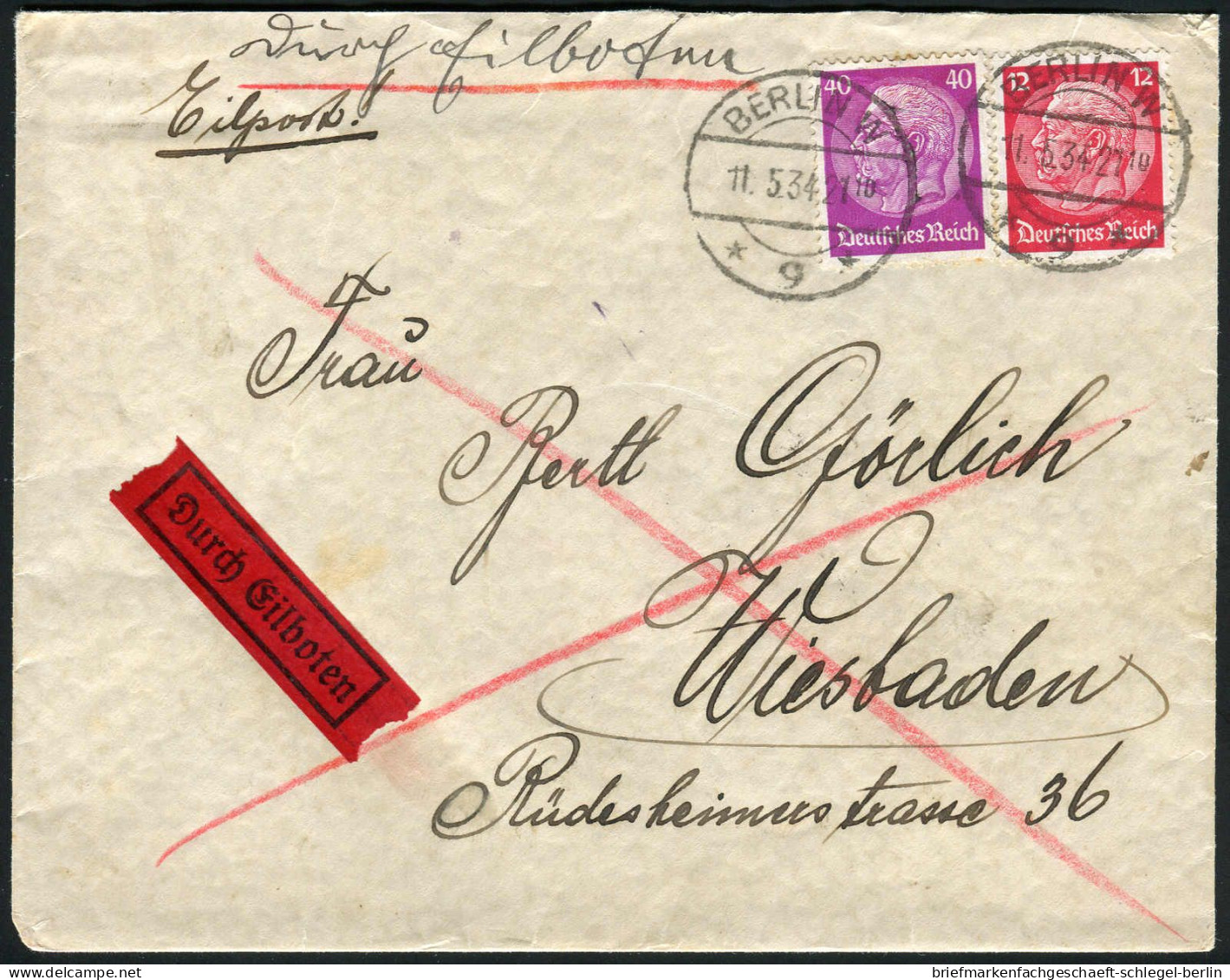 Berliner Postgeschichte, 1934, 519, 524, Brief - Storia Postale