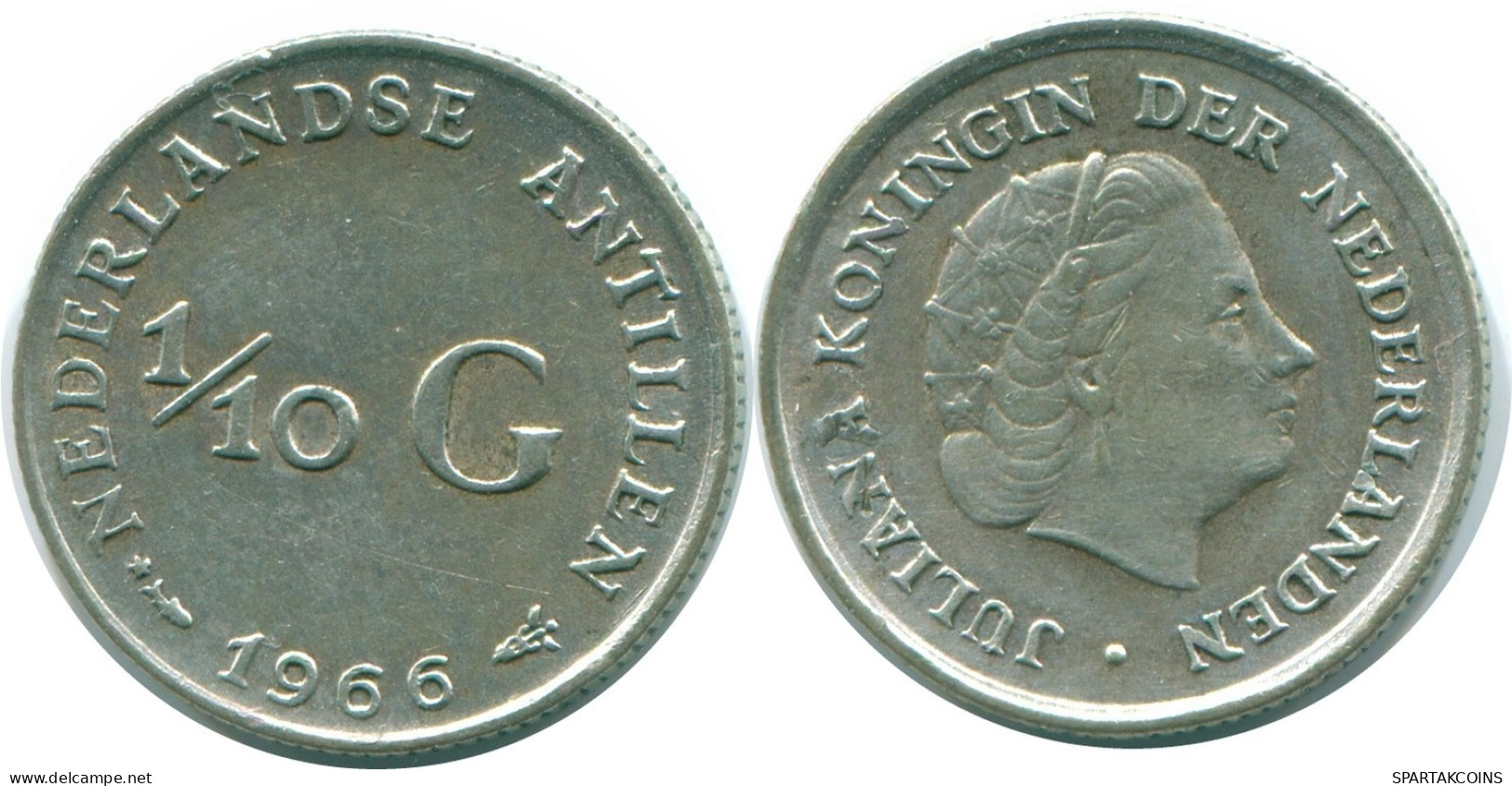 1/10 GULDEN 1966 NIEDERLÄNDISCHE ANTILLEN SILBER Koloniale Münze #NL12715.3.D.A - Niederländische Antillen