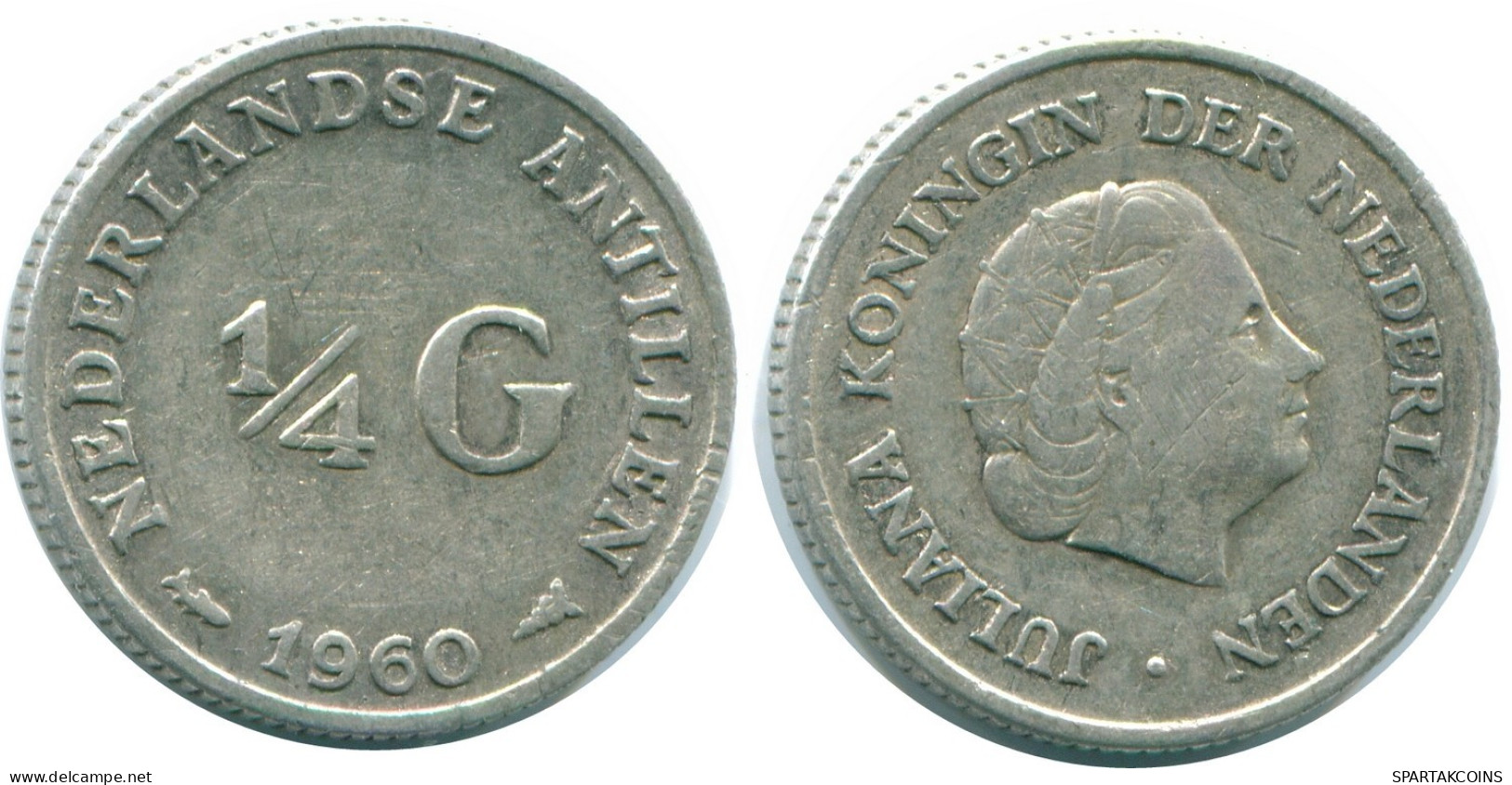 1/4 GULDEN 1960 ANTILLAS NEERLANDESAS PLATA Colonial Moneda #NL11029.4.E.A - Antilles Néerlandaises