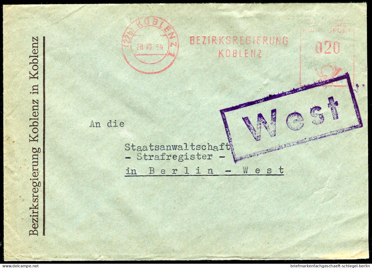 Bundesrepublik Deutschland, 1954, AFS, Brief - Autres & Non Classés