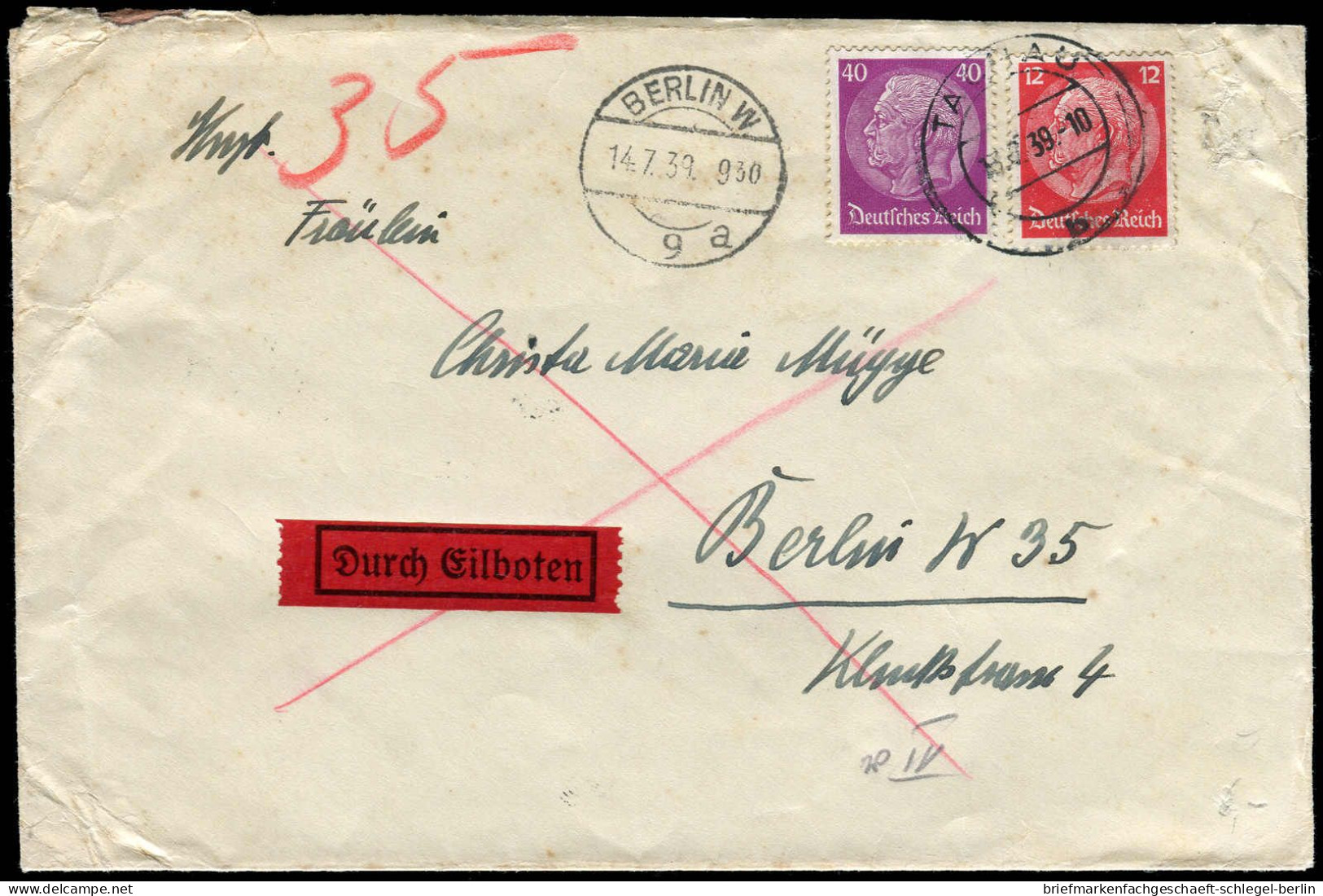 Berliner Postgeschichte, 1939, 519, 524, Brief - Brieven En Documenten