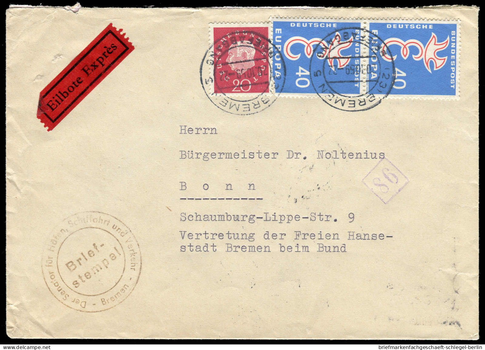 Bundesrepublik Deutschland, 1959, 296(2) + 304, Brief - Other & Unclassified